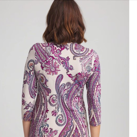 Chico's Womens Touch of Cool ¾ Sleeve Paisley T Shirt Sz 3 = US XL Boho Office - Picture 3 of 14